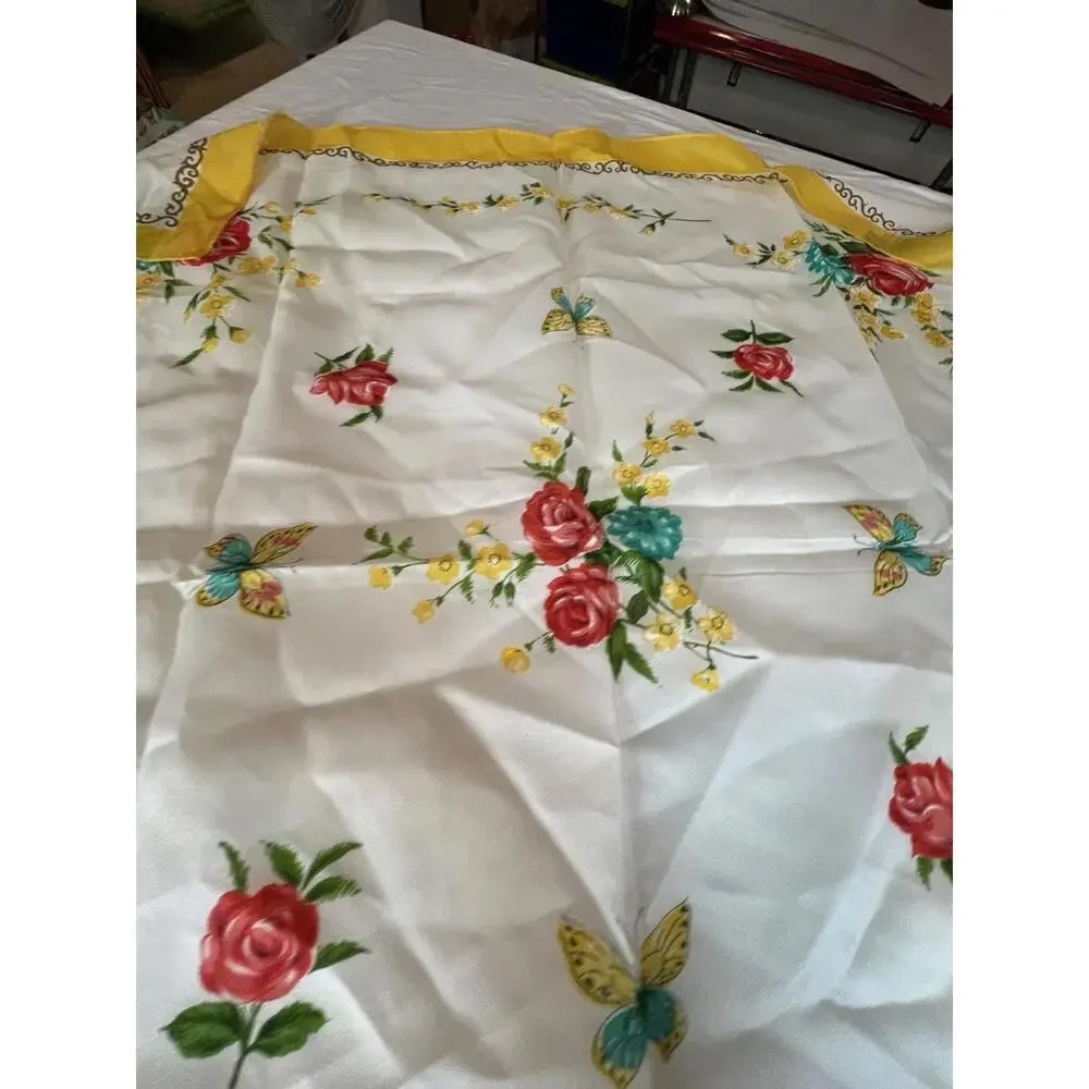 Vintage 50s Rayon Floral‎ Scarf Hand Rolled Edge WPL 10360 Made Japan 30